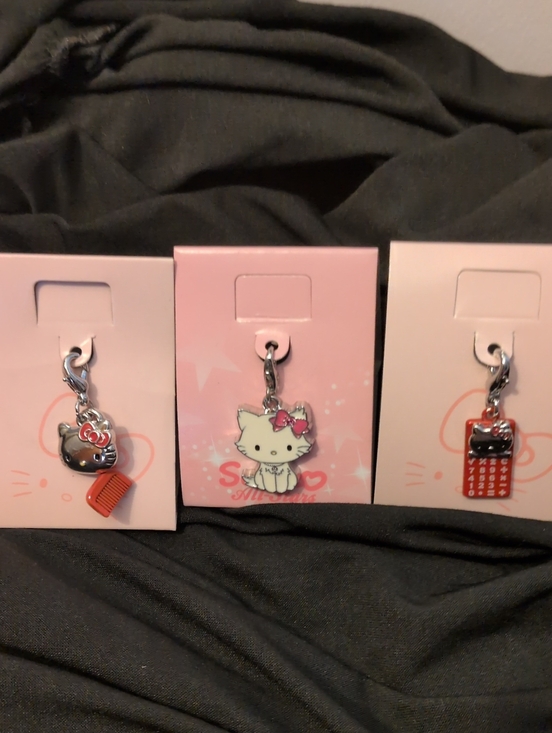 Hello Kitty Accessories - Hello Kitty Trio Charm Set — Pink, Red & White Cat Charms-3!